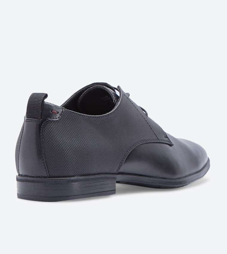 Zalith Almond Toe Lace-Up Formal Shoes - Black