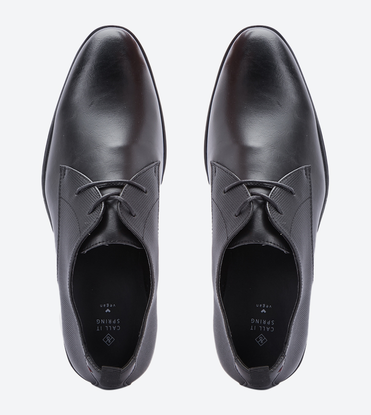 Zalith Almond Toe Lace-Up Formal Shoes - Black