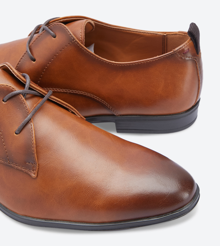 Zalith Almond Toe Lace-Up Formal Shoes - Brown