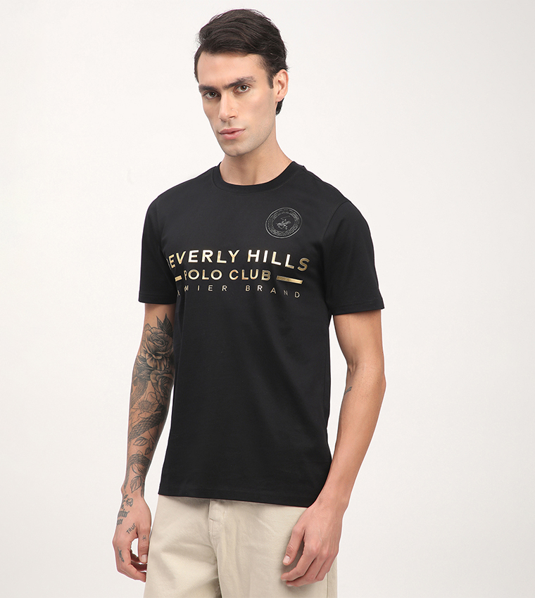Logo Printed Short Sleeves Casual T-Shirt