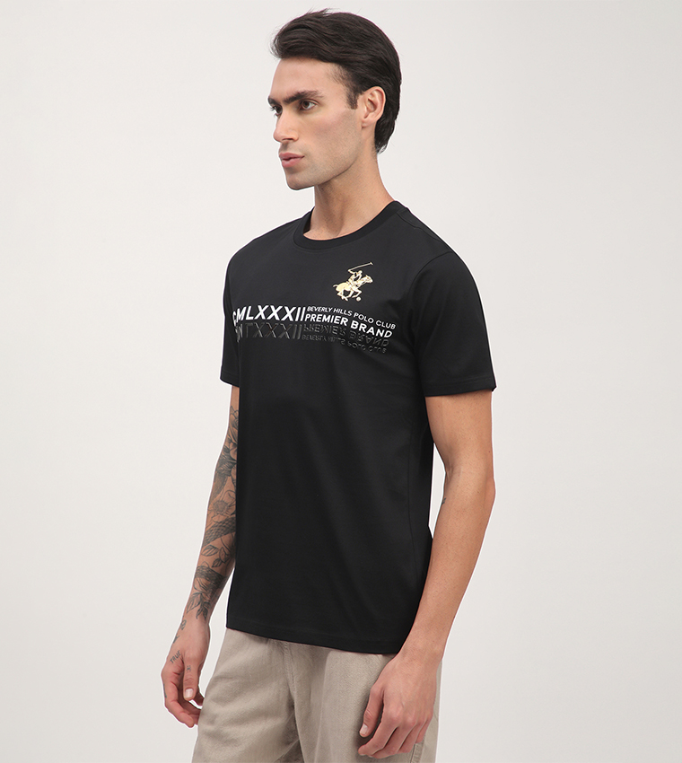 Logo Printed Short Sleeves Casual T-Shirt