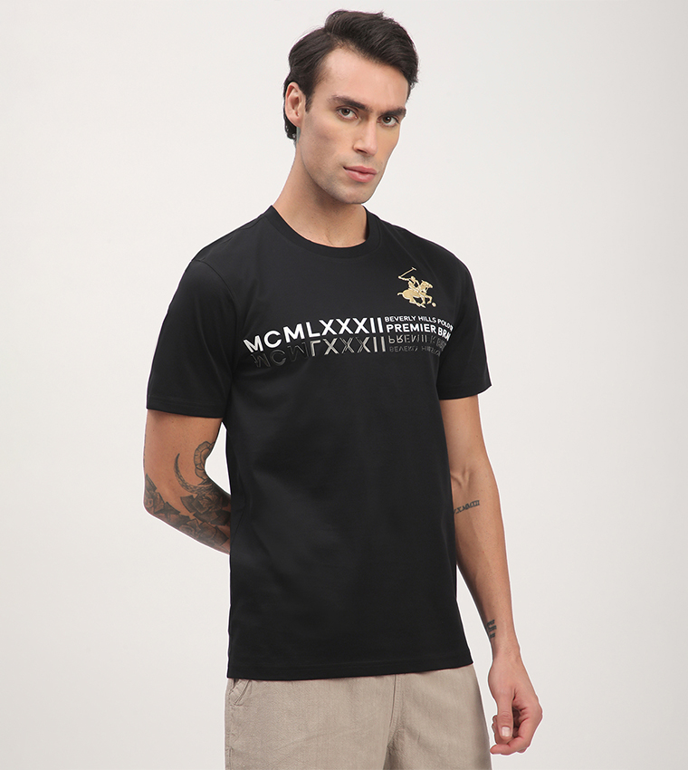 Logo Printed Short Sleeves Casual T-Shirt
