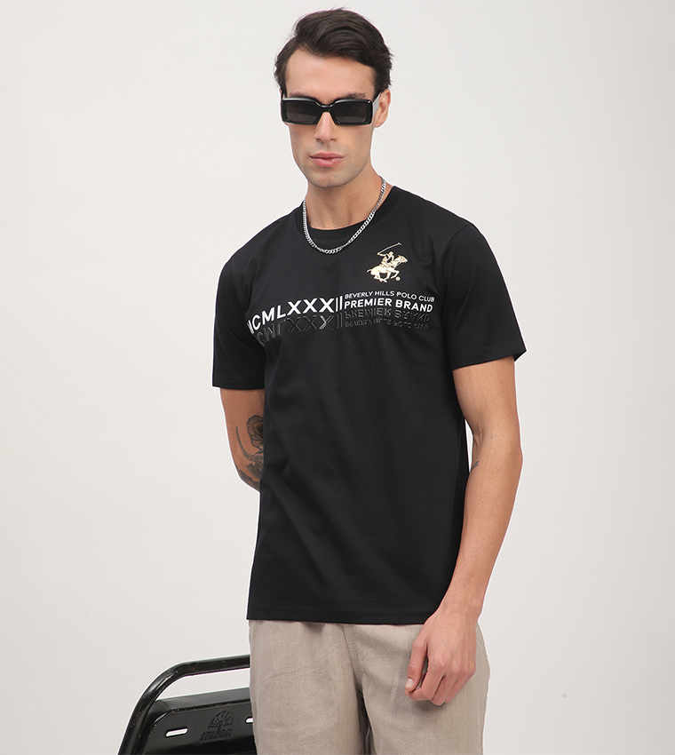 Logo Printed Short Sleeves Casual T-Shirt
