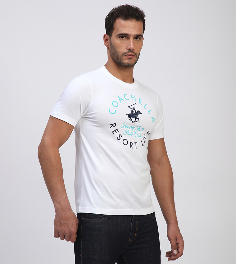 تيشيرت كاجوال بأكمام قصيرة  وطبعة 