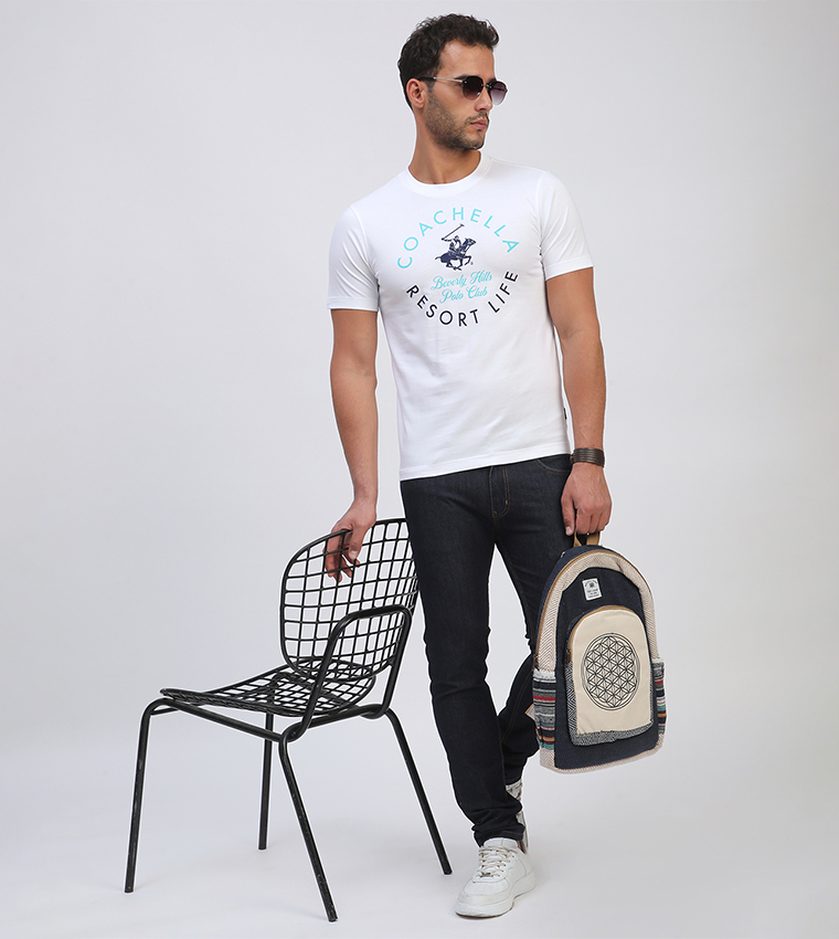 تيشيرت كاجوال بأكمام قصيرة  وطبعة 