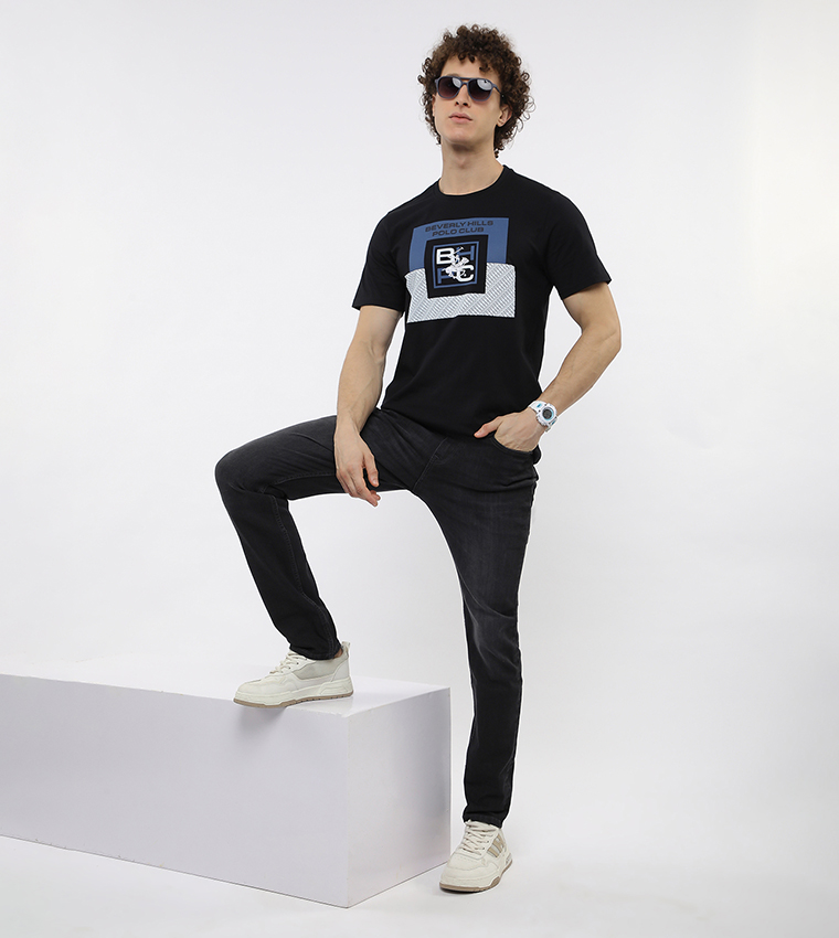 Long Printed Crew Neck T-Shirt