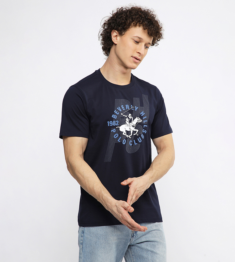 Long Printed Crew Neck T-Shirt