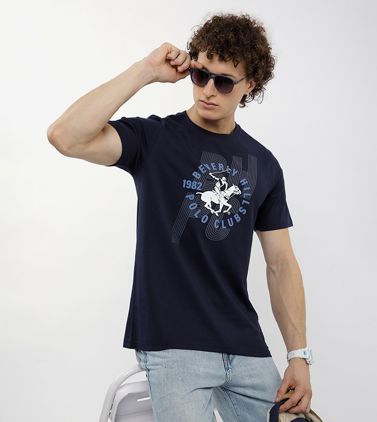 Long Printed Crew Neck T-Shirt