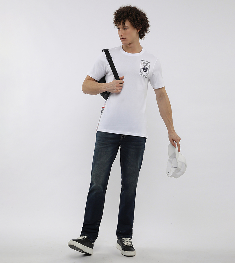 Long Printed Crew Neck T-Shirt