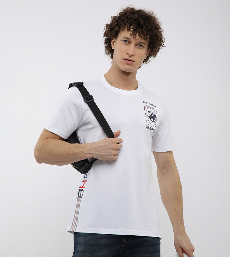 Long Printed Crew Neck T-Shirt