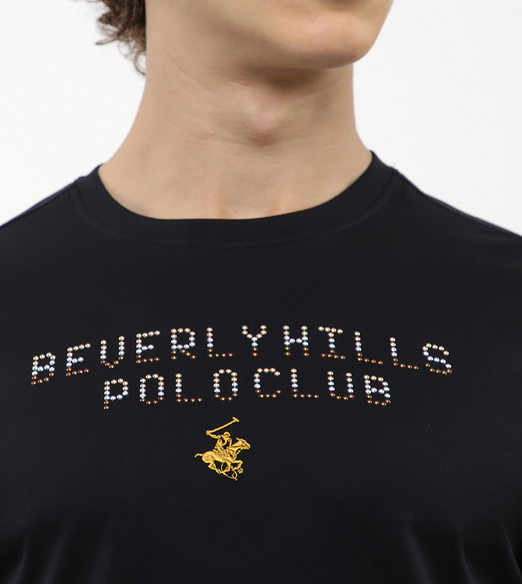 تيشيرت بطبعة شعار ورقبة مستديرة  