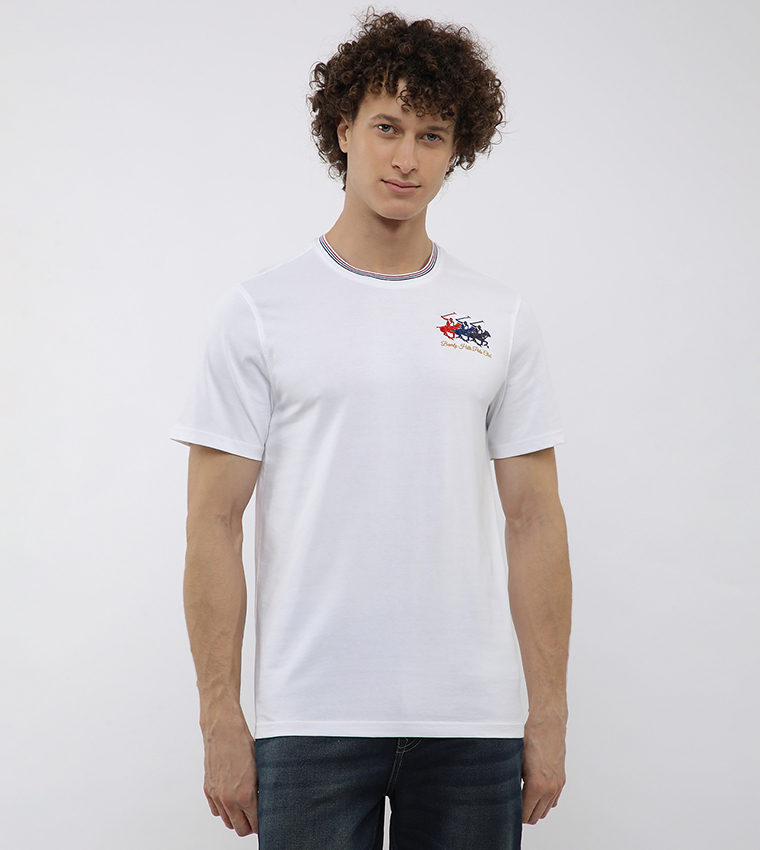 Logo Embroidered Crew Neck T-Shirt