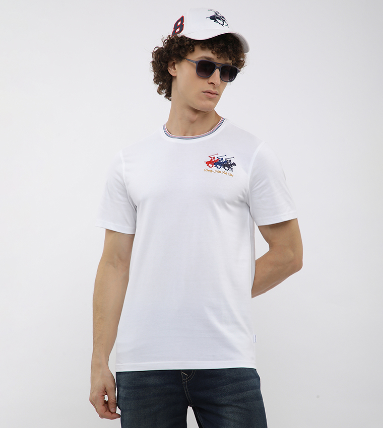 Logo Embroidered Crew Neck T-Shirt