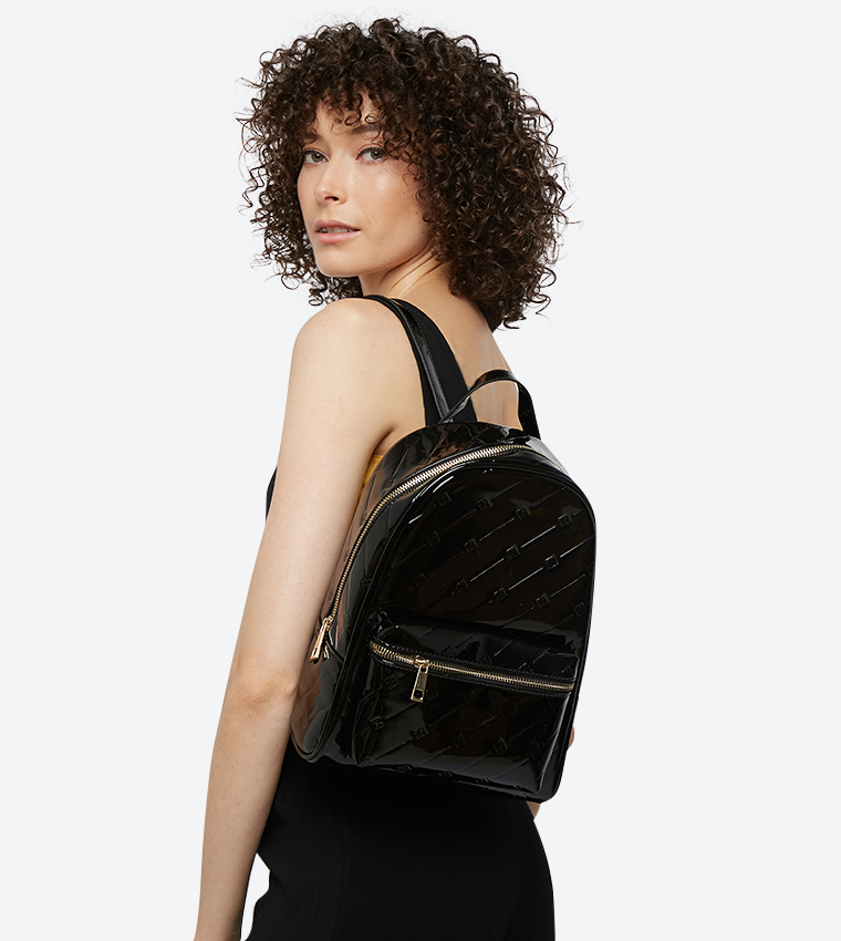 Buy Call It Spring Candles Front Pocket Details Top Zip Closure Backpack Black In Black 6thStreet UAE