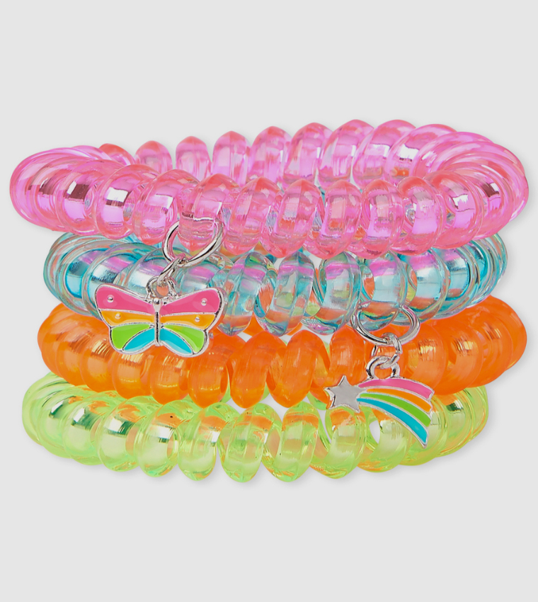 Girls Rainbow Coil Bracelet 4-Pack
