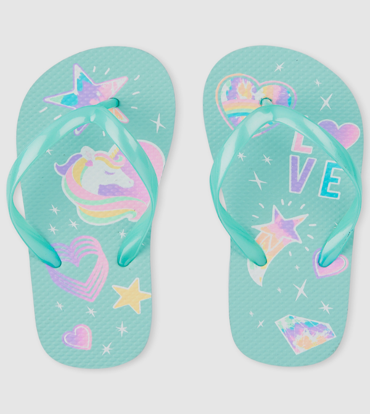 unicorn flip flops children's place