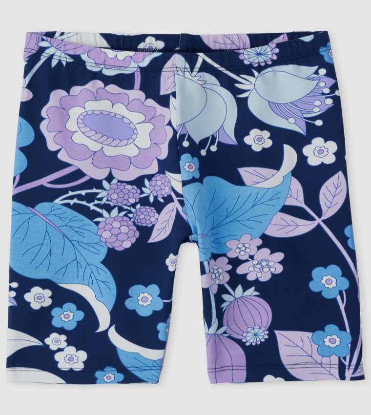 Girls Print Bike Matchable Shorts-Milky Way
