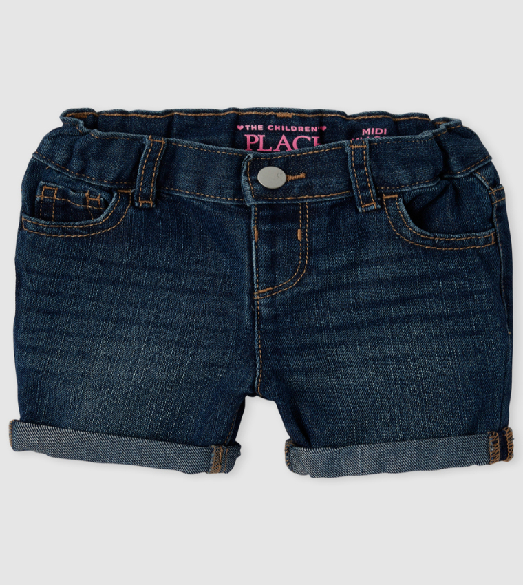 Buy The Children's Place Baby And Toddler Girls Roll Cuff Denim Midi Shorts  Brooke Wash In Blue