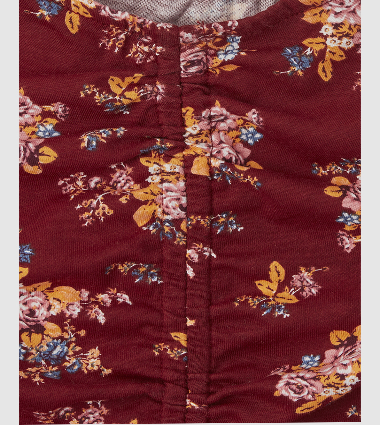 Printed Long Sleeves Ruched Top