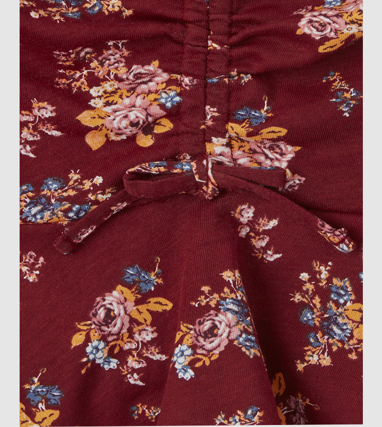Printed Long Sleeves Ruched Top