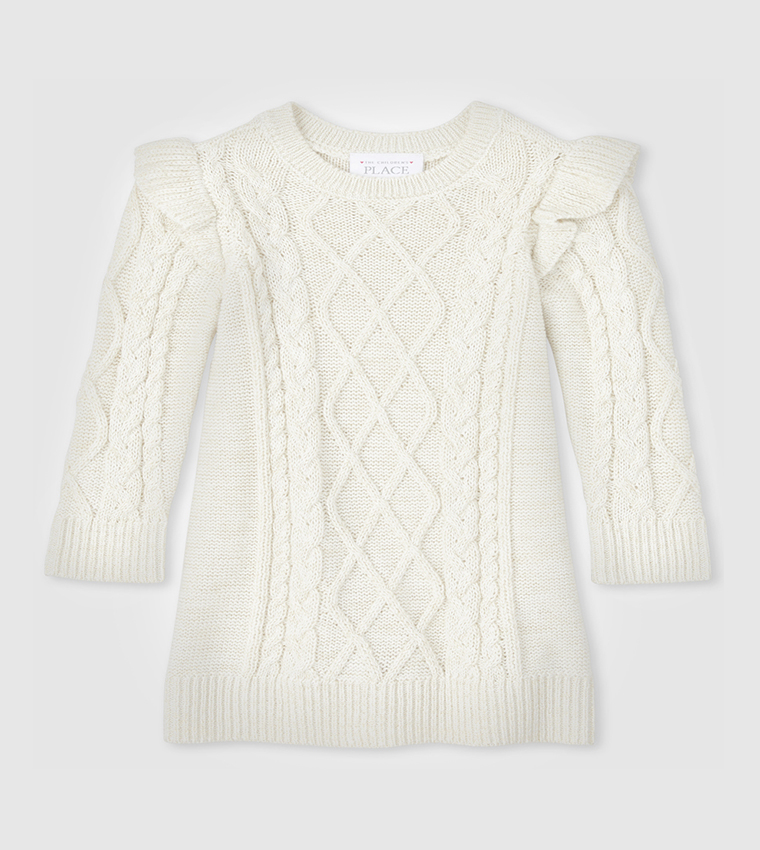 Buy The Children's Place Ruffle Sweater Dress In White 6thStreet