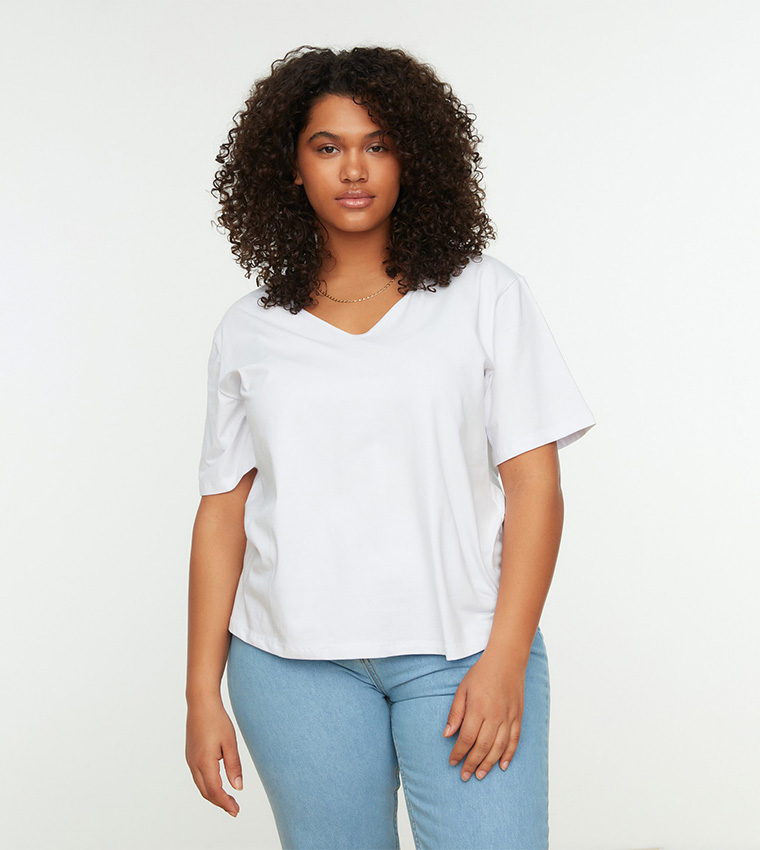 V-Neck Basic Knitted T-Shirt