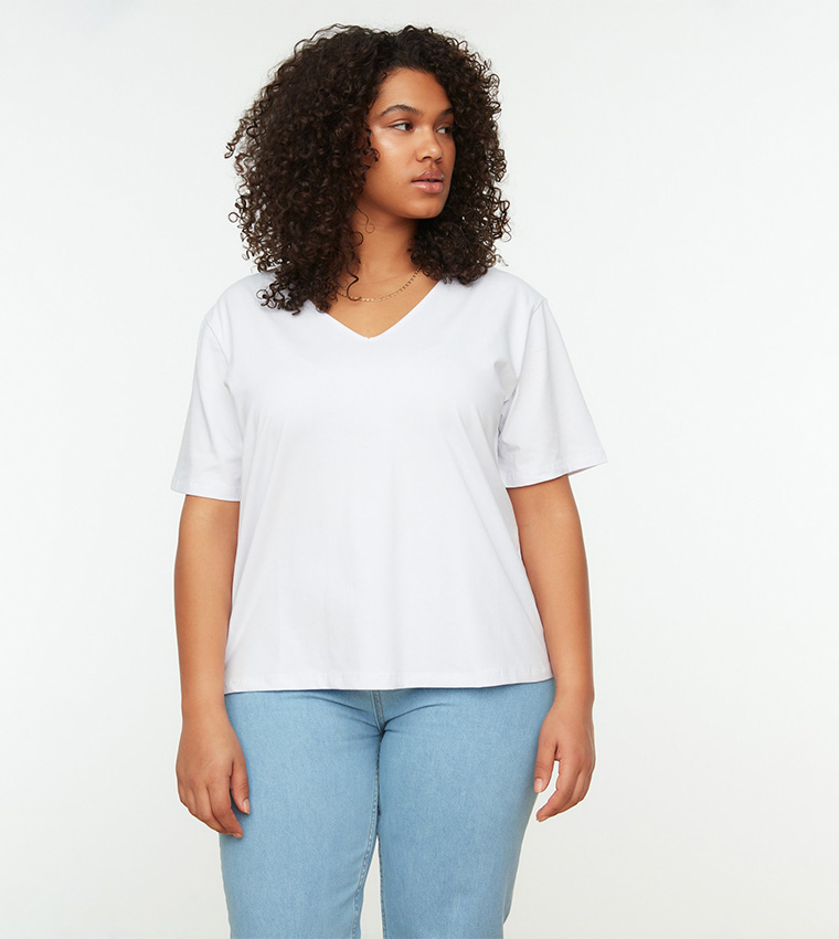 V-Neck Basic Knitted T-Shirt