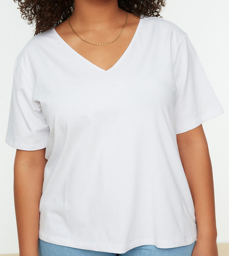 V-Neck Basic Knitted T-Shirt