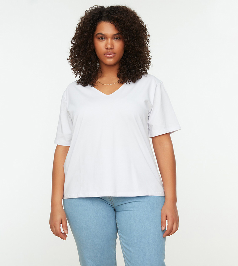 V-Neck Basic Knitted T-Shirt