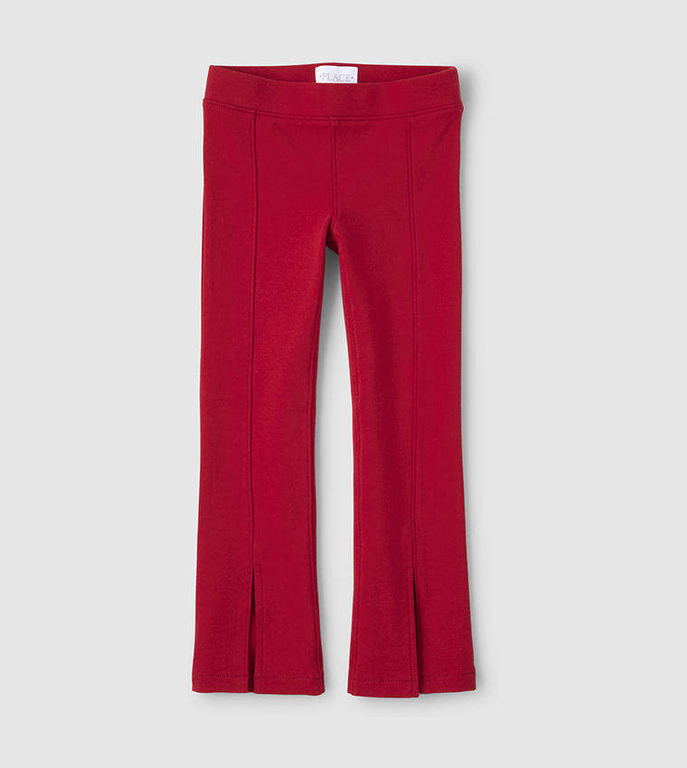 Buy The Children's Place Girl's Ankle Split Flared Jeggings In Red