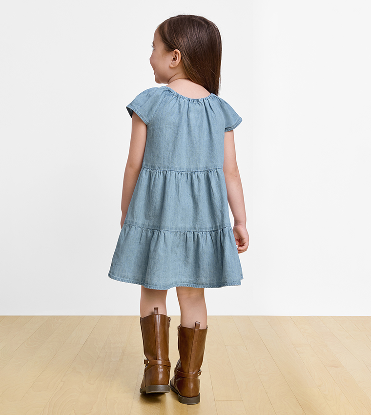 Chambray tiered cheap dress