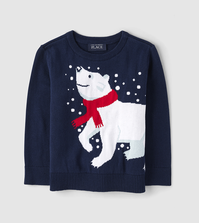 Buy The Children s Place Boy s Intarsia Polar Bear Long Sleeves Sweater In Blue 6thStreet UAE