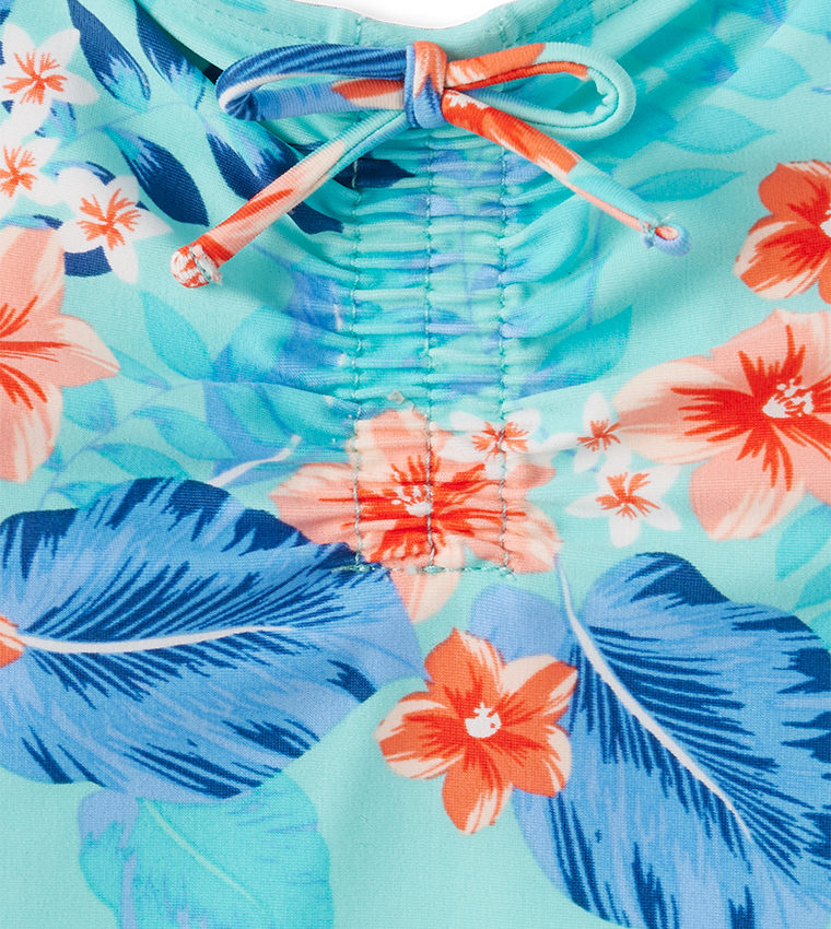 Girls Tropical Cross-Back One Piece Swimsuit