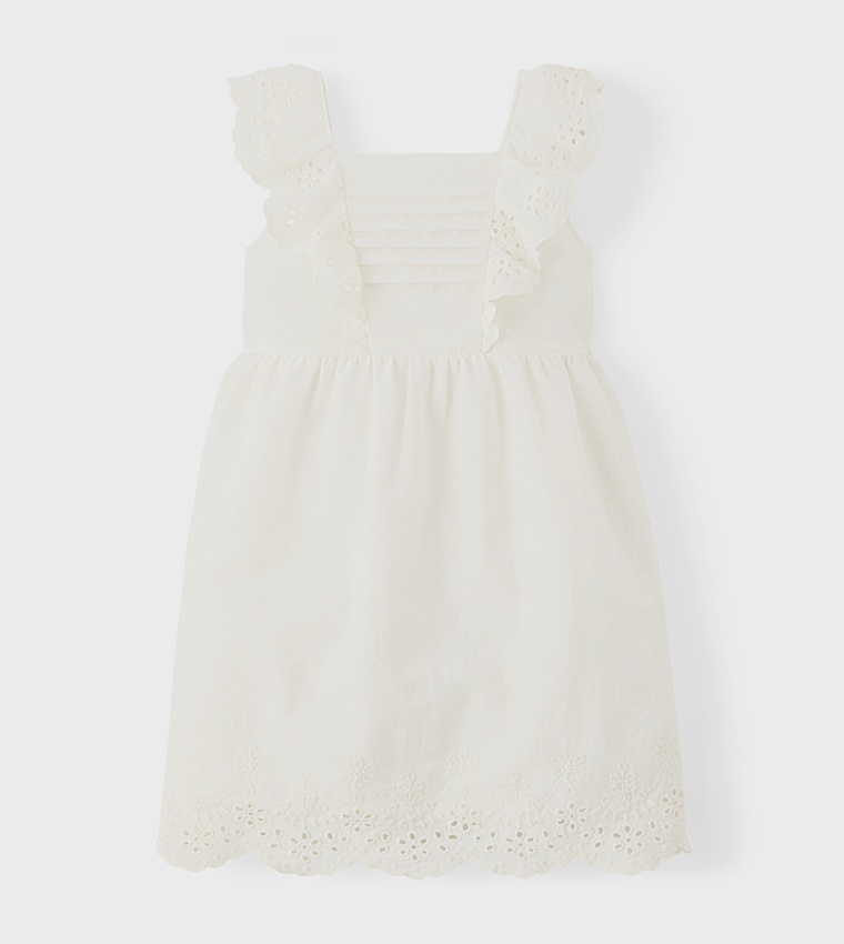 Girls Mommy And Me Eyelet Dress - Linen