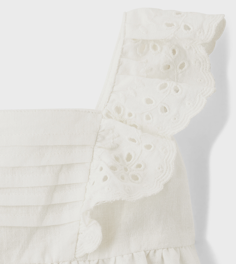 Baby Girls Mommy And Me Eyelet Dress - Linen