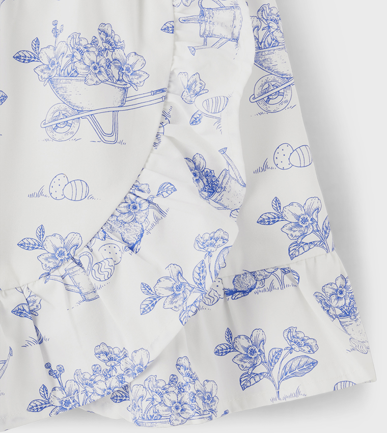 Girls Bunny Poplin Ruffle Skort - Blue Belle