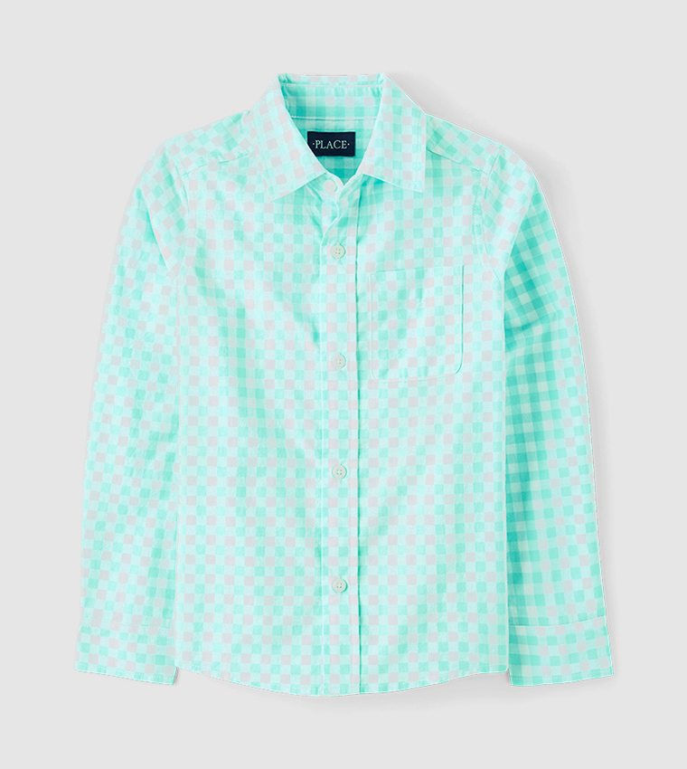 Boys Dad and Me Gingham Poplin Button Up Shirt