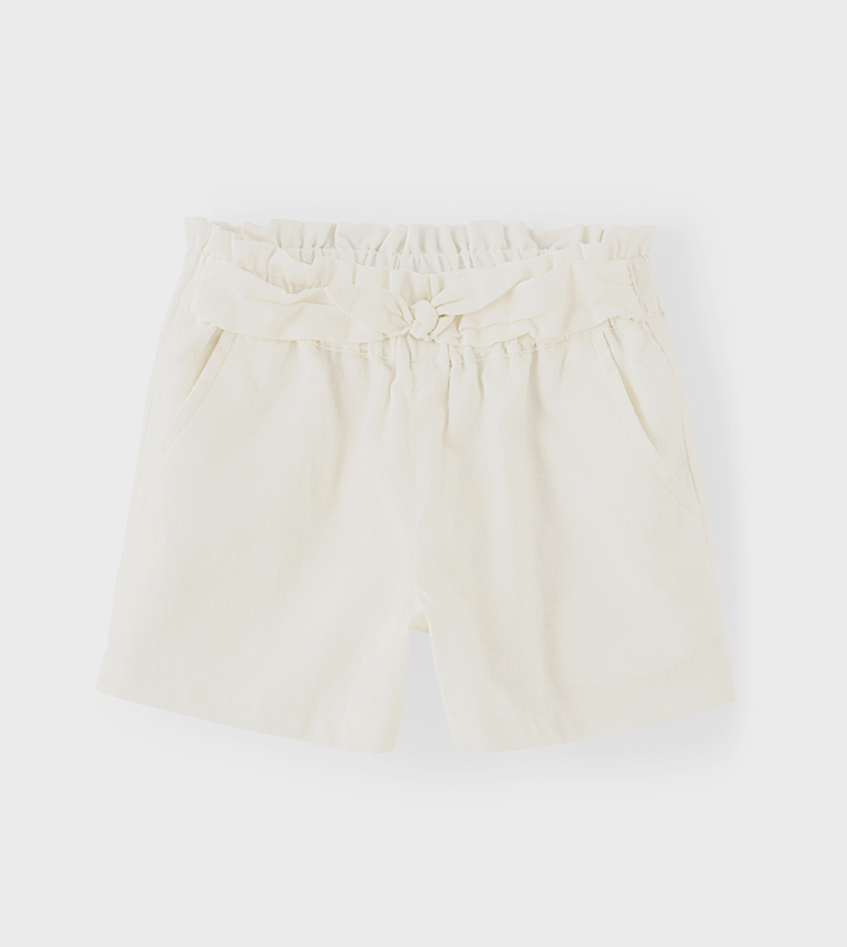 Girls Tie Front Shorts - Linen