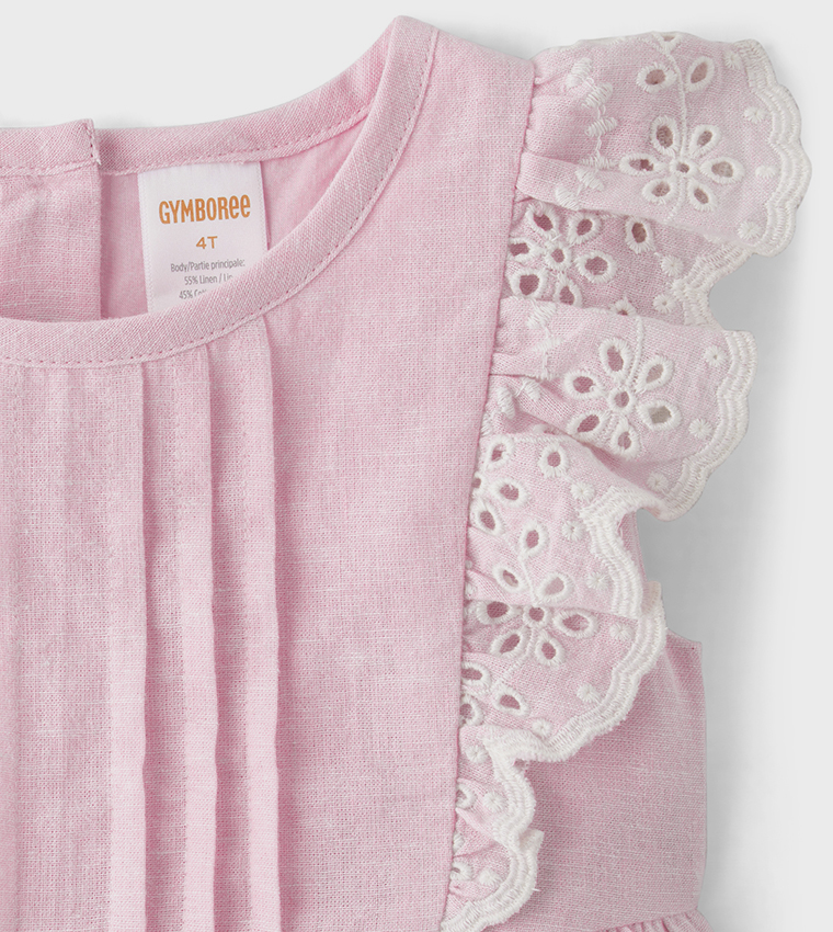 Girls Eyelet Top - Linen