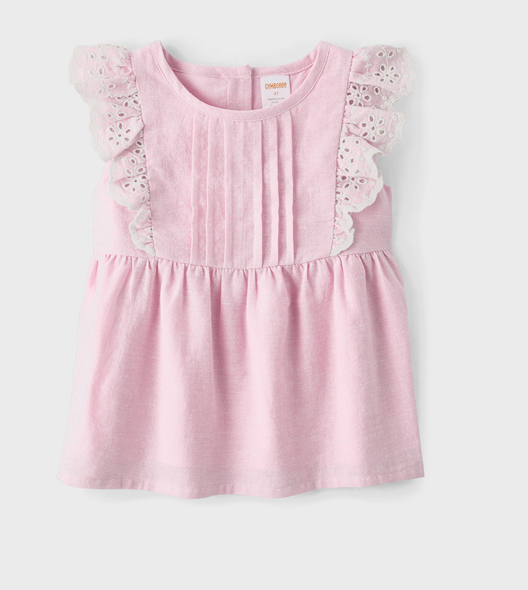 Girls Eyelet Top - Linen