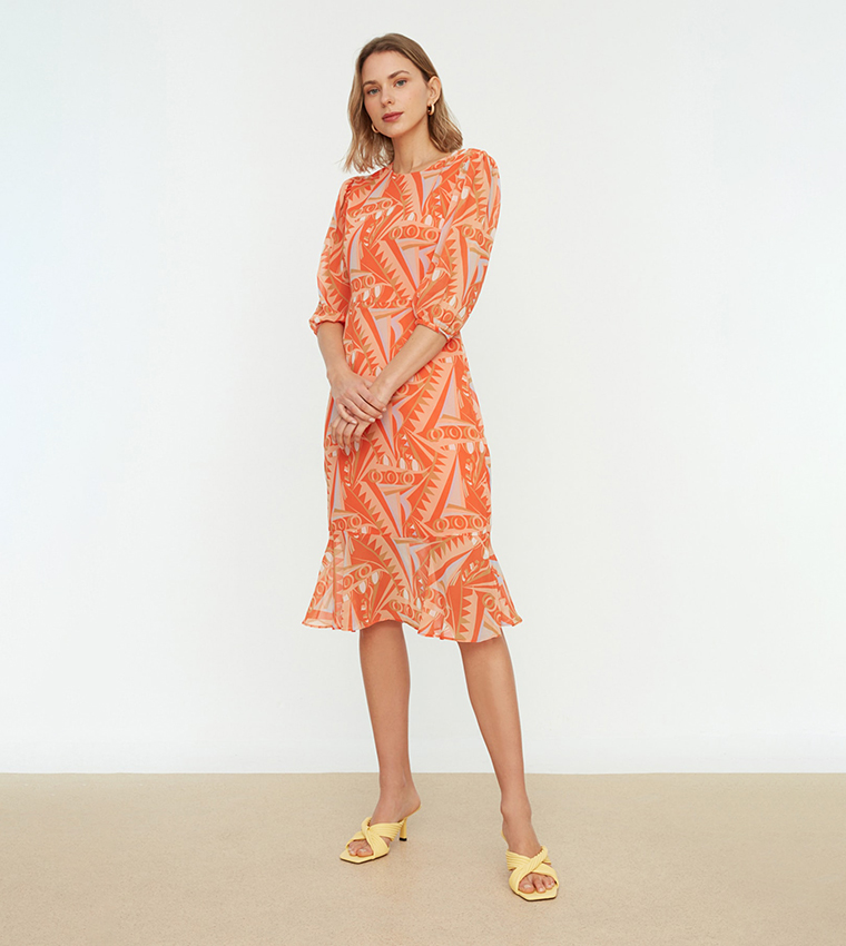 Orange 2025 eyelet dress