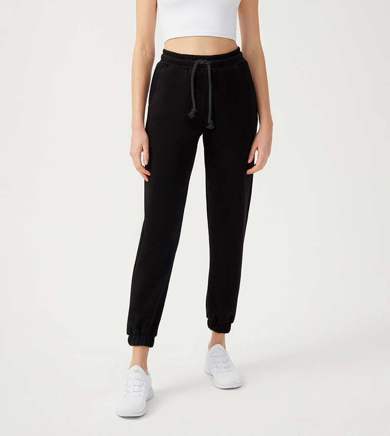 Solid Drawstring Waist Joggers