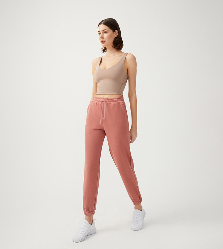 Solid Drawstring Waist Joggers