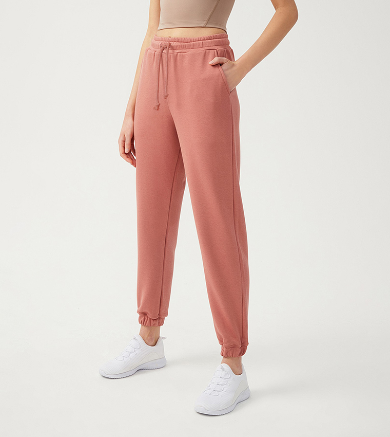 Solid Drawstring Waist Joggers
