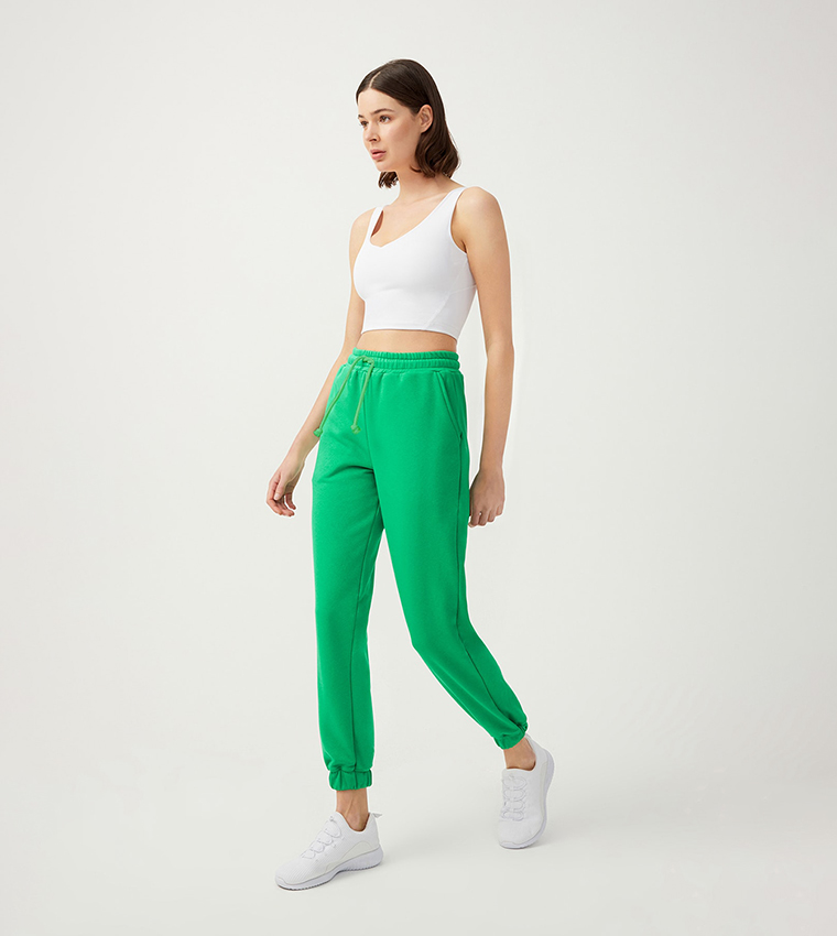 Solid Drawstring Waist Joggers