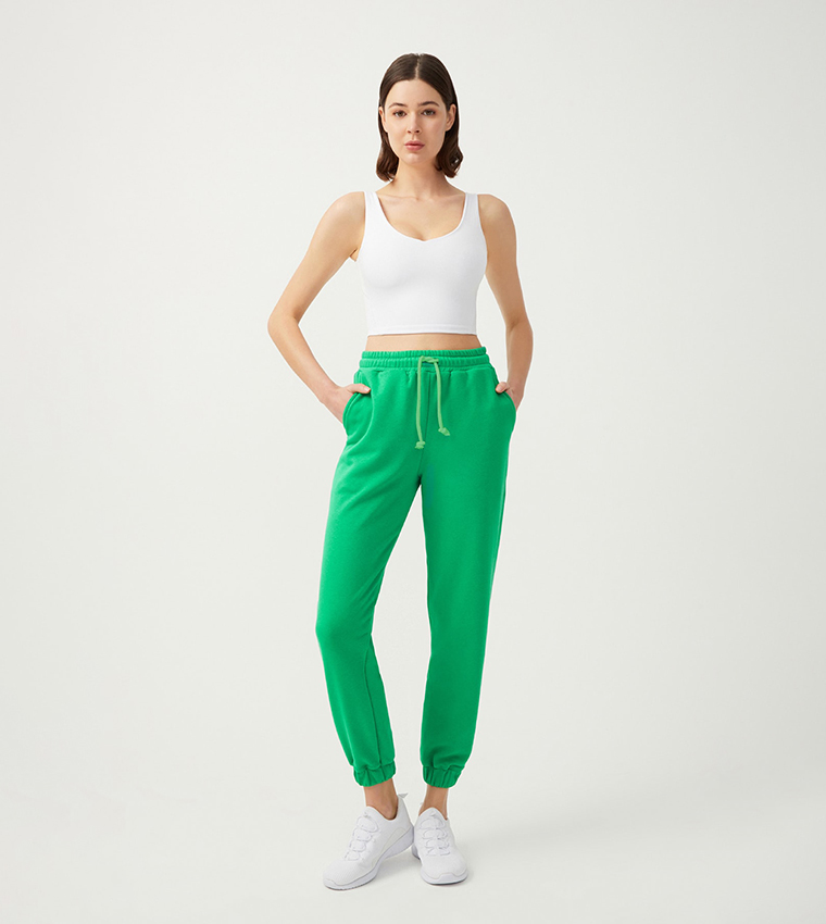 Solid Drawstring Waist Joggers