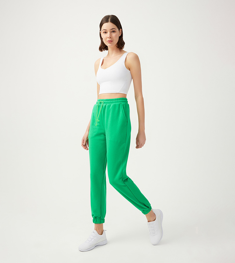 Solid Drawstring Waist Joggers