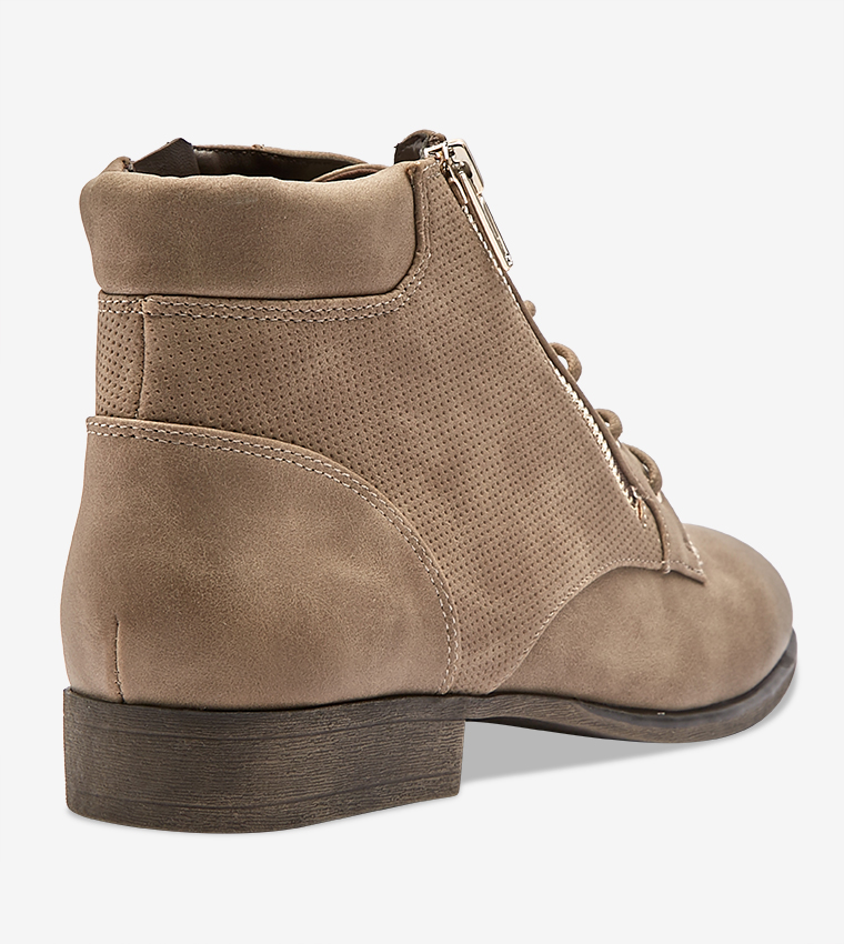 Buy Call It Spring Lace Up Ankle Length Boots TAUPE In Brown 6thStreet Kuwait