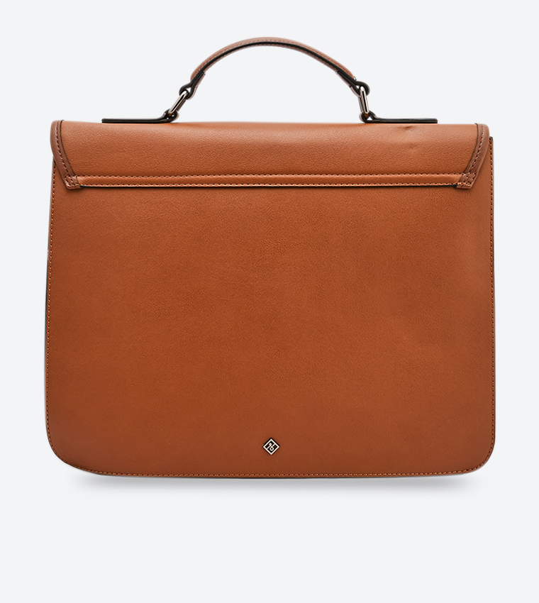 Buy Call It Spring Magnetic Snap Closure Front Flap Details Executive Laptop Bag Tan In Tan 6thStreet UAE