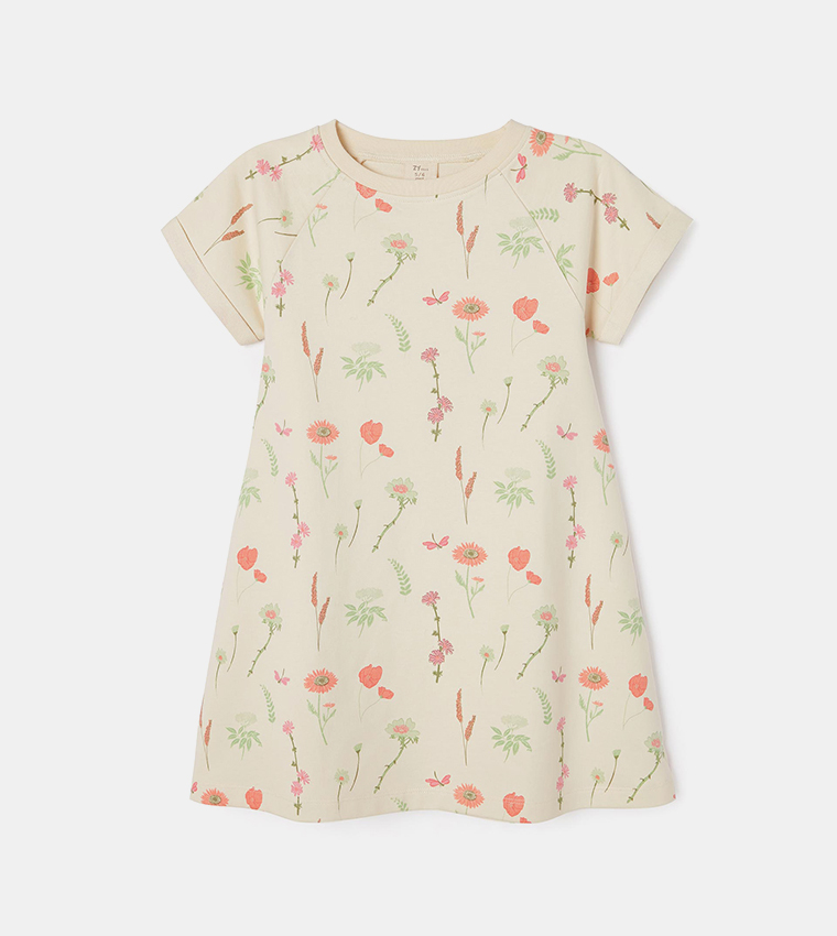 Floral Printed Short Sleeves Dress